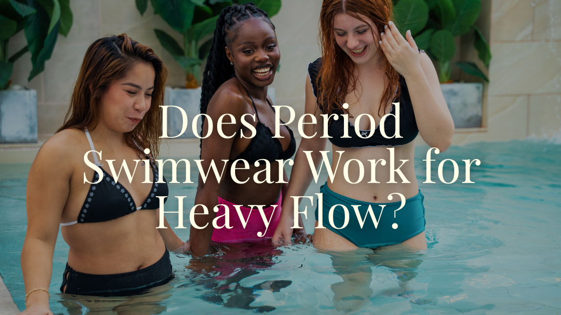 Period swimwear for heavy flow - women swimming confidently in outdoor pool - Savvi Wear