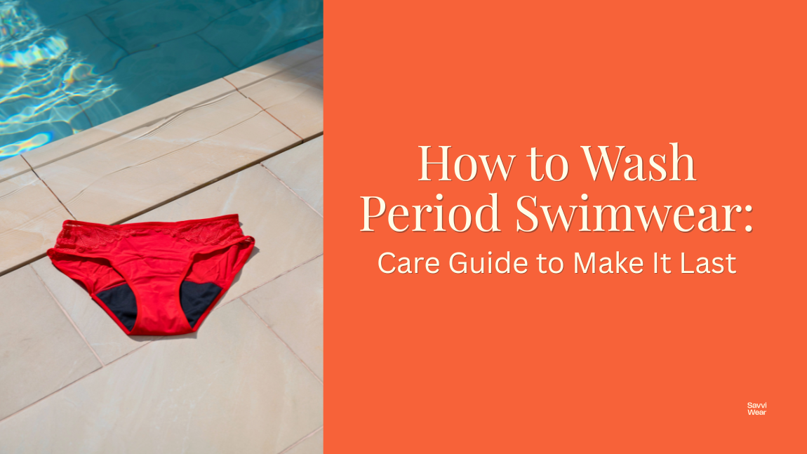 How to wash period swimwear - woman rinsing swimwear after swimming - Savvi Wear