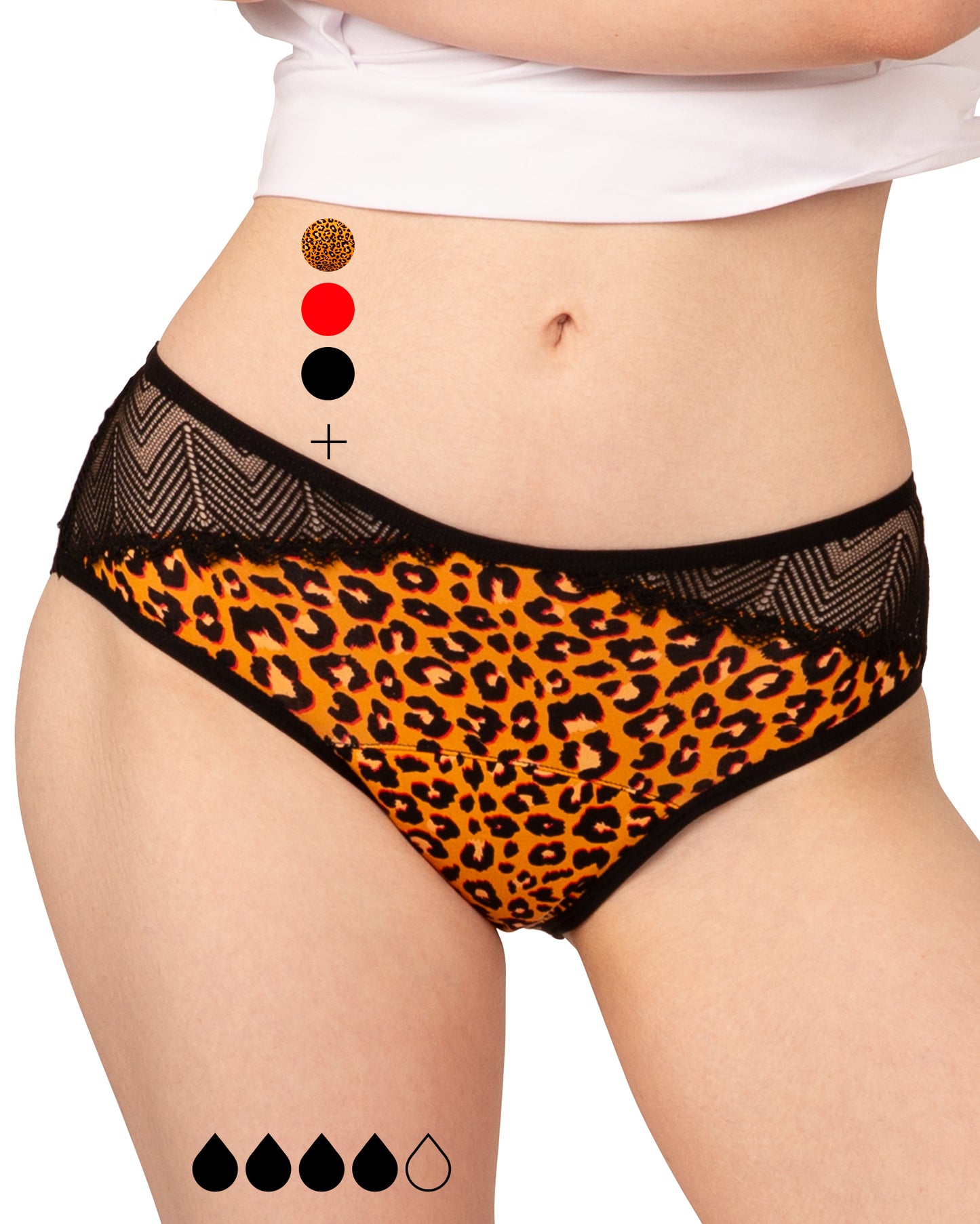 Mid-High Waist Period Lace Bikini Brief