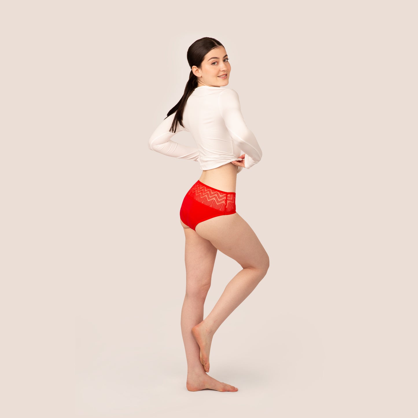 Mid-High Waist Period Lace Bikini Brief