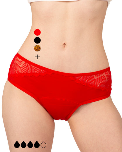 Mid-High Waist Period Lace Bikini Brief