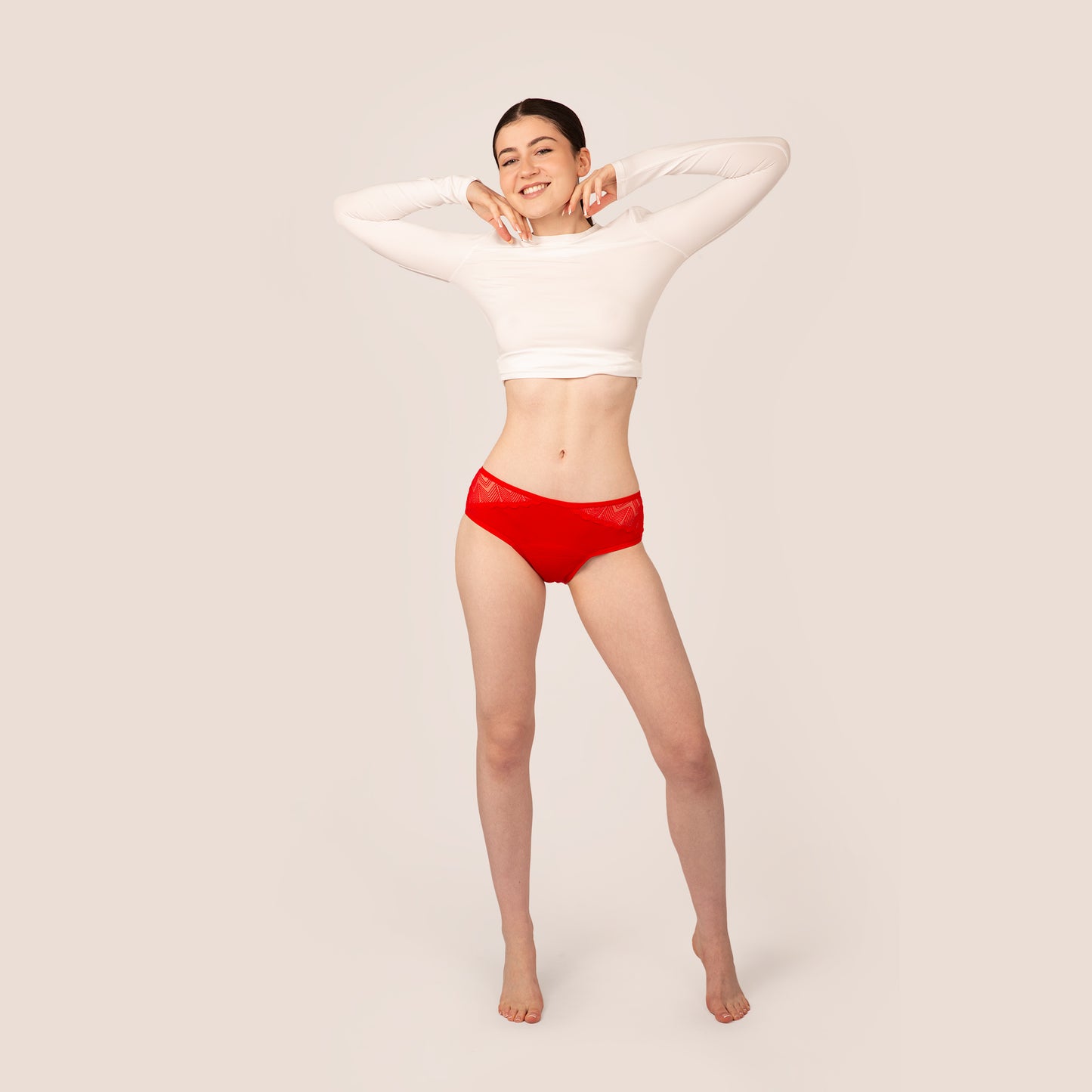 Mid-High Waist Period Lace Bikini Brief