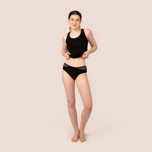 Mid-High Waist Period Lace Bikini Brief